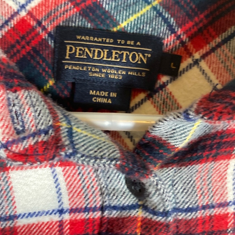 Pendleton Cotton Elbow Patch Flannel Shirt Size L… - image 4